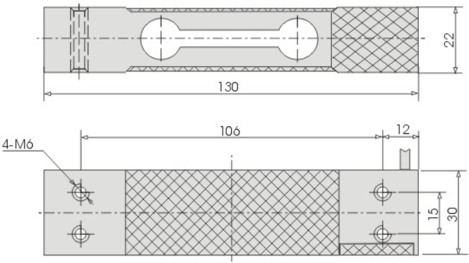 平行梁式稱重傳感器CAZF-W130外形尺寸圖