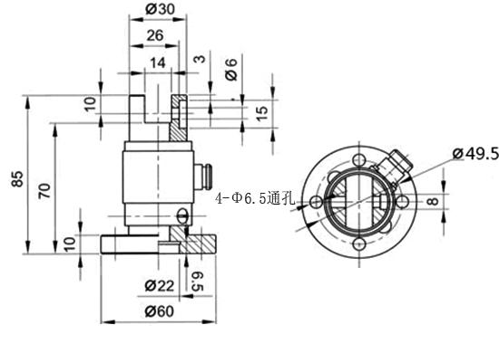 靜態(tài)扭矩傳感器CAZF-T60尺寸圖 靜態(tài)扭矩傳感器CAZF-T60尺寸圖
