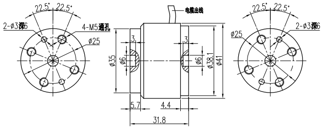 靜態(tài)扭矩傳感器扭力傳感器CAZF-T41外形尺寸圖