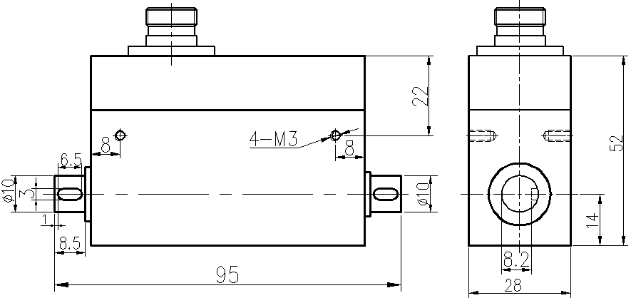 動(dòng)態(tài)扭矩傳感器CAZF-TD95外形尺寸圖 動(dòng)態(tài)扭矩傳感器CAZF-TD95外形尺寸圖